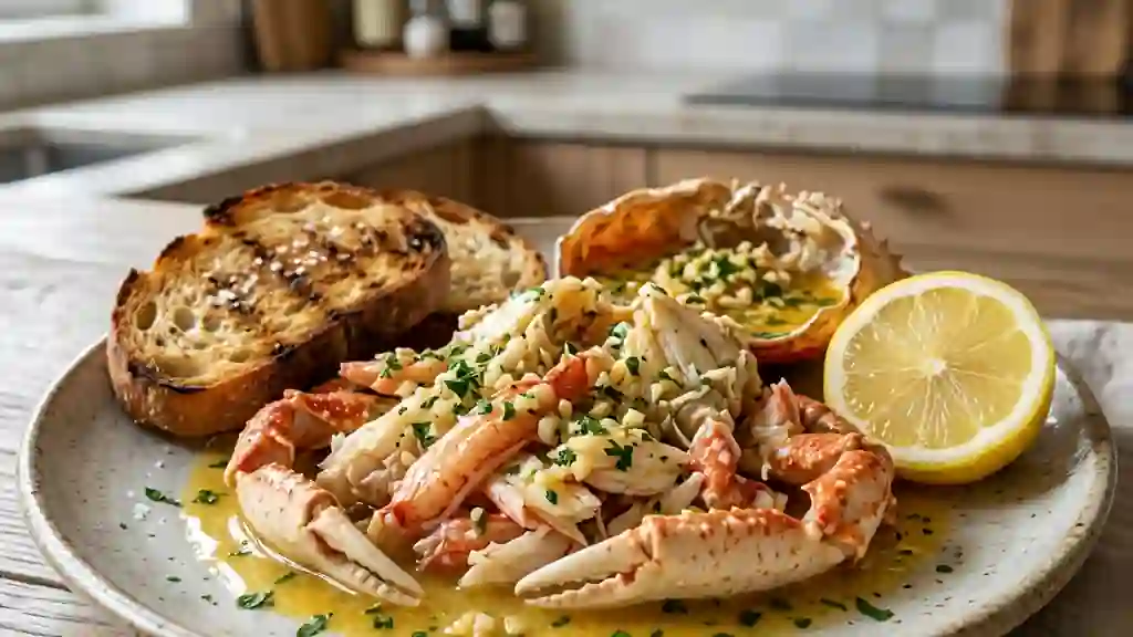 Araignées de mer au beurre d'ail et citron - Photo de présentation