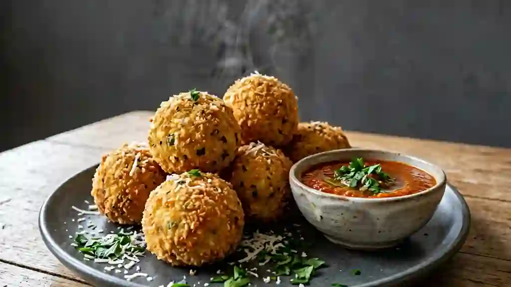 Arancini croustillants au bœuf et parmesan - Photo de présentation