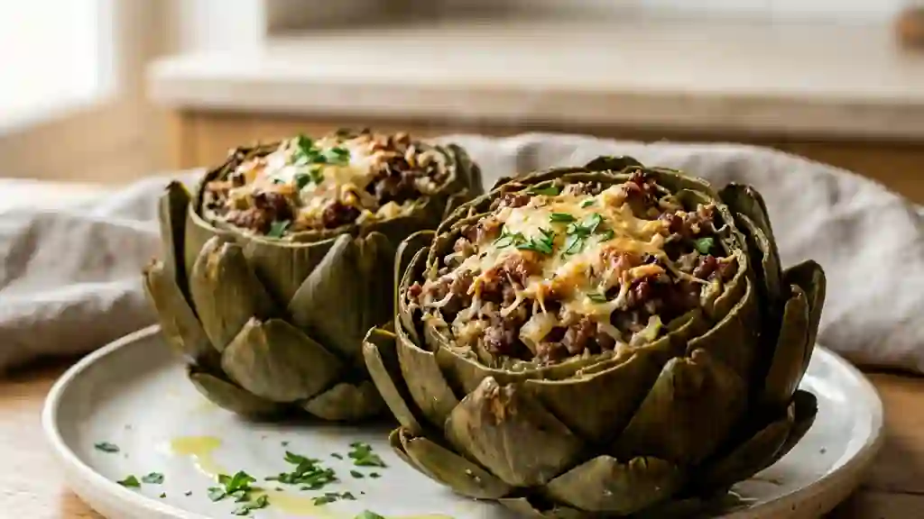 Artichauts farcis au bœuf et parmesan - Photo de présentation
