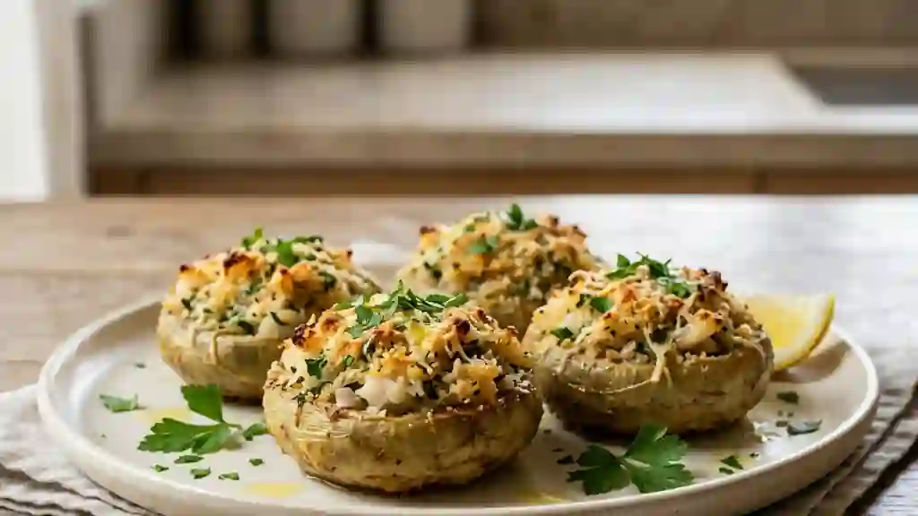Artichauts farcis au poisson, croûte dorée - Photo de présentation