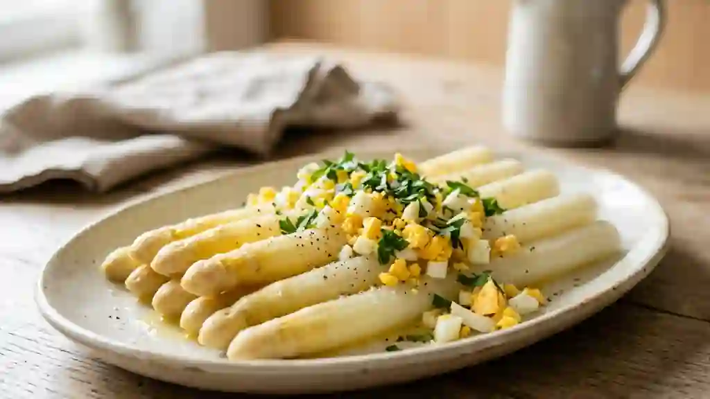 Asperges à la flamande fondantes au beurre - Photo de présentation