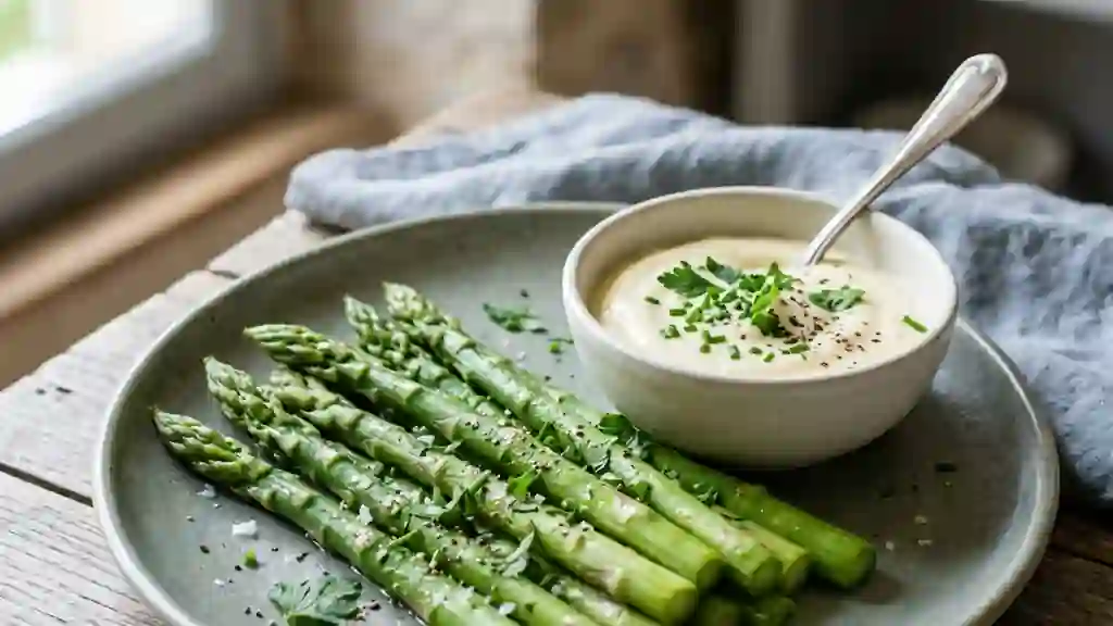Asperges croquantes et mousseline au petit-suisse - Photo de présentation