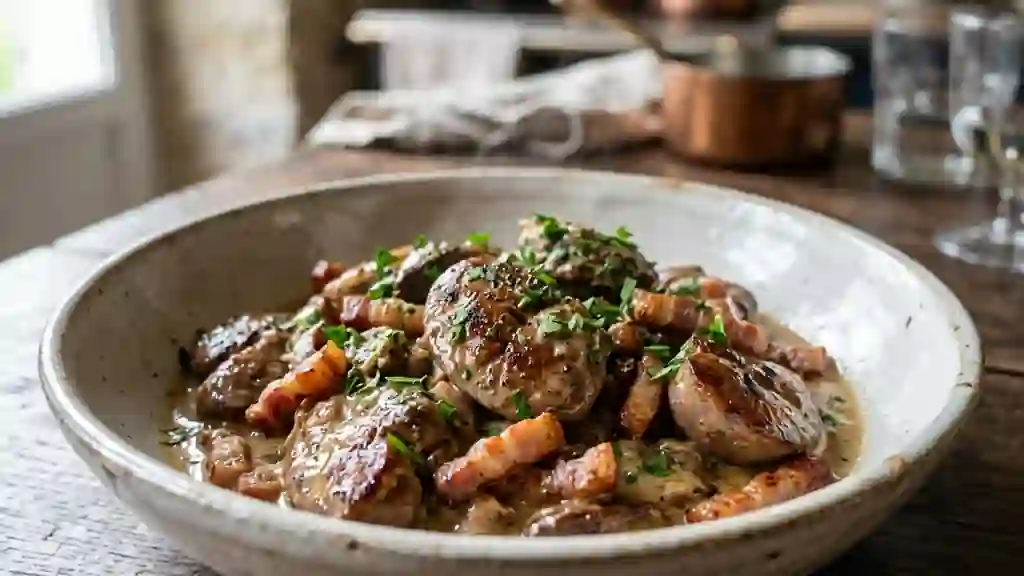 Poêlée de rognons de veau et lardons fumés - Photo de présentation