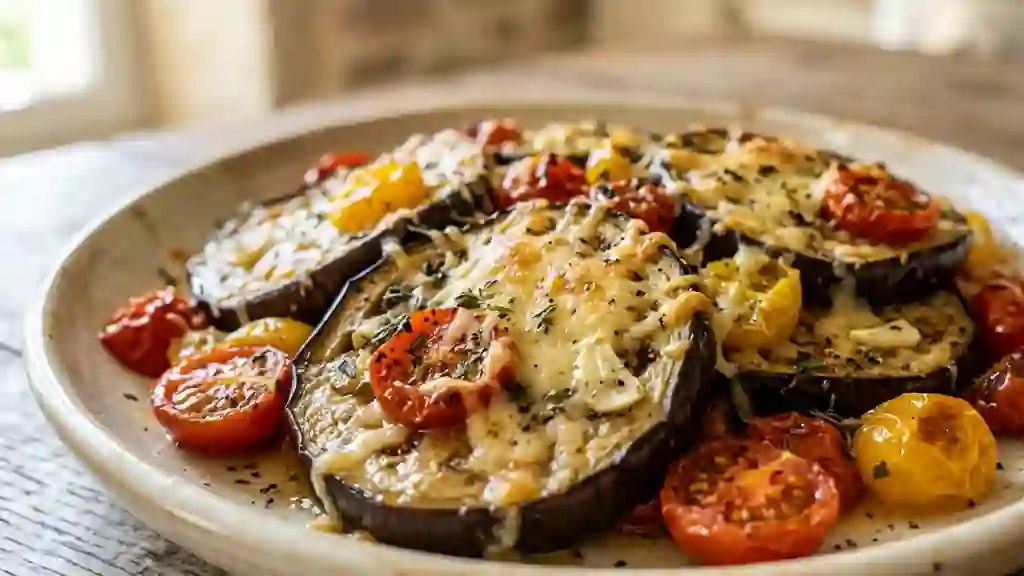 Aubergines fondantes gratinées à l'ail - Photo de présentation