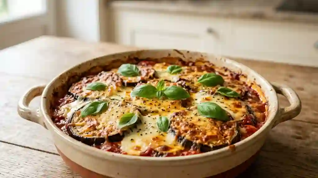 Parmigiana d'aubergines fondante et gratinée - Photo de présentation