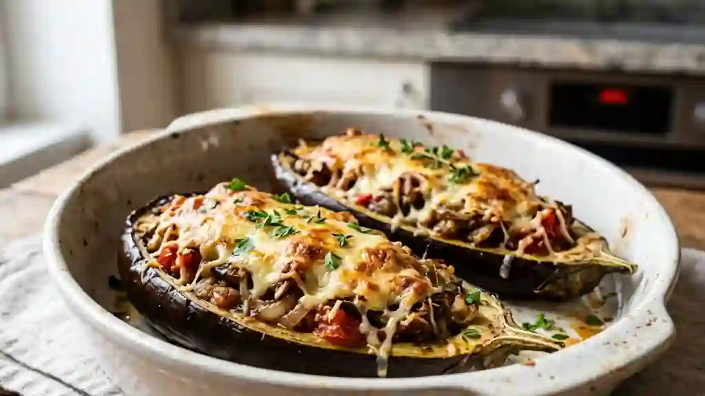Aubergines fondues au gruyère gratiné - Photo de présentation