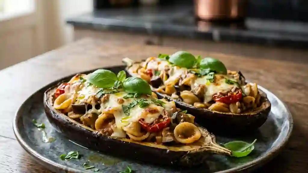 Aubergines farcies à l'italienne et mozzarella - Photo de présentation