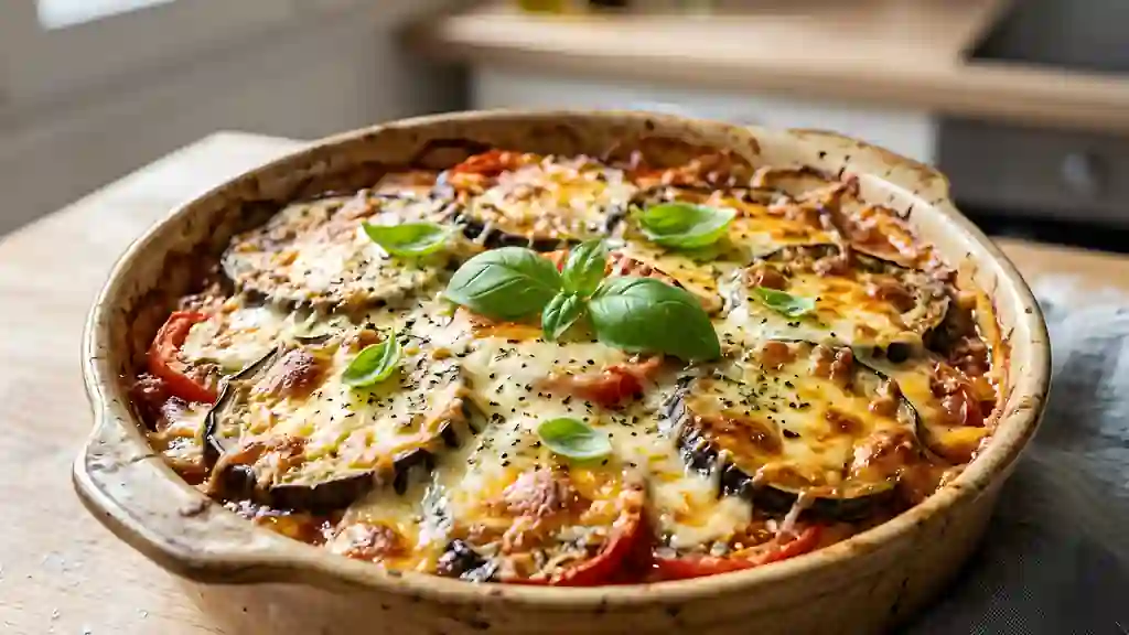 Aubergines à la mozzarella et basilic - Photo de présentation