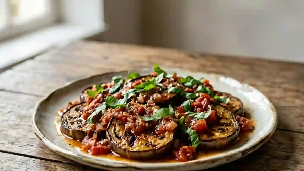 Aubergines fondantes à la tomate et basilic - Photo de présentation