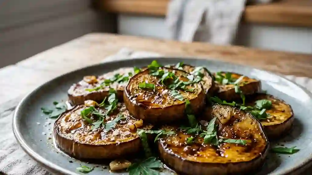Aubergines fondantes laquées au balsamique - Photo de présentation