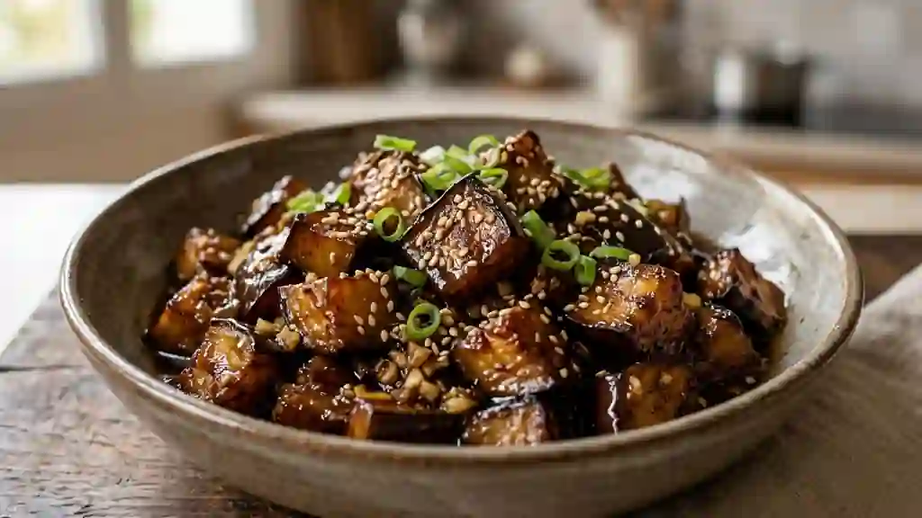 Aubergines laquées aux 5 épices - Photo de présentation