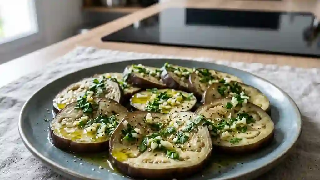 Aubergines fondantes à l'ail et persillade - Photo de présentation