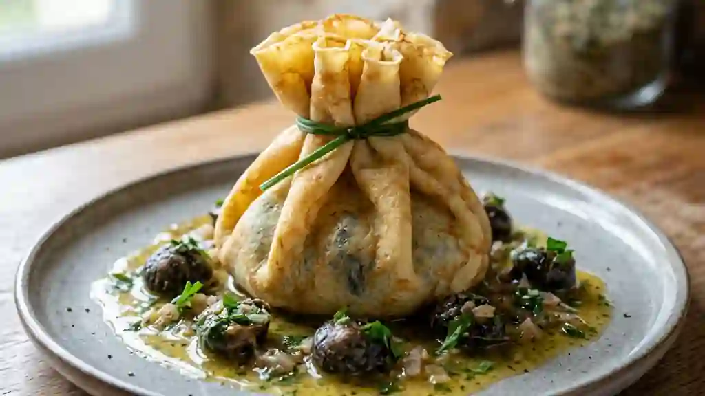Aumônière d'escargots au beurre persillé - Photo de présentation