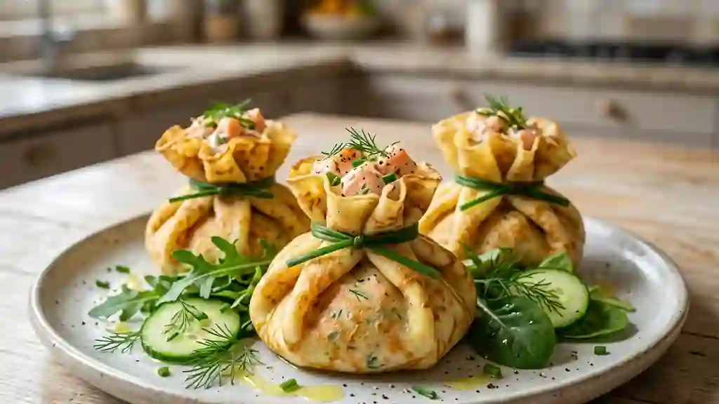 Aumônières de saumon au fromage frais - Photo de présentation