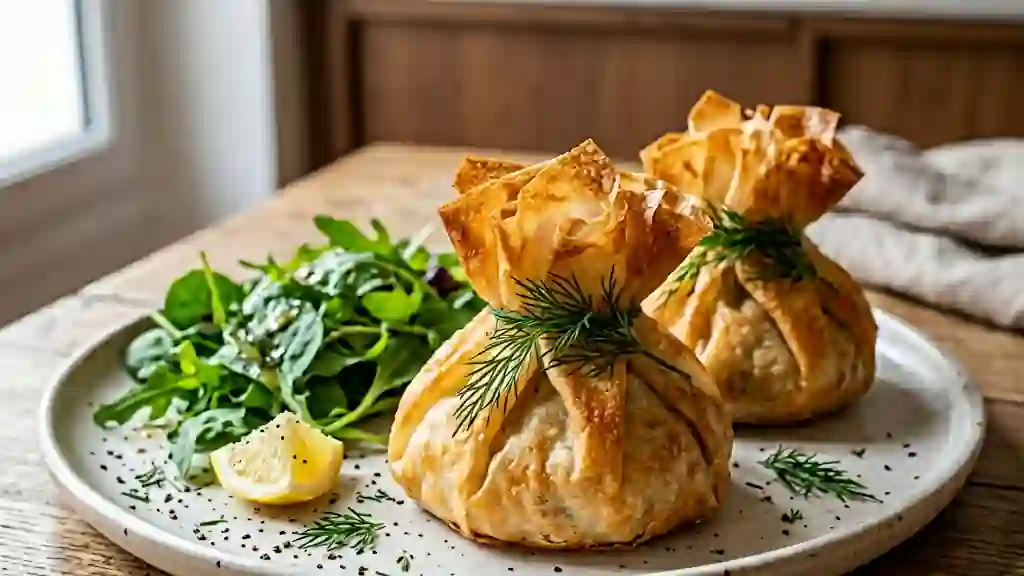 Aumônières au saumon fumé et fromage frais - Photo de présentation