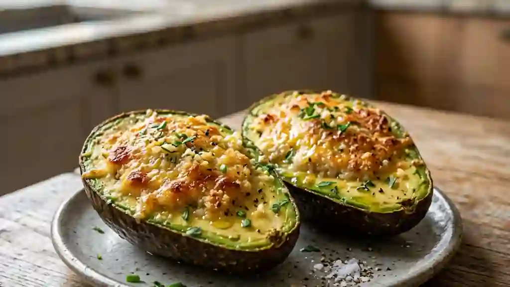 Avocats fondants au parmesan croustillant - Photo de présentation