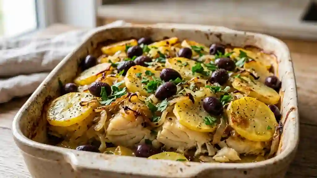 Bacalhau à l'huile d'olive et pommes confites - Photo de présentation
