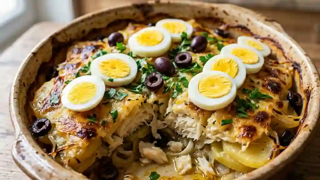 Bacalhau à l'Algarve : Morue Fondante et Olives - Photo de présentation