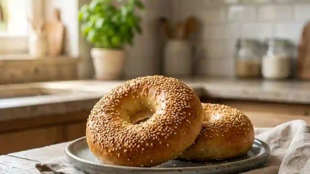 Bagels dorés au sésame et mie moelleuse - Photo de présentation