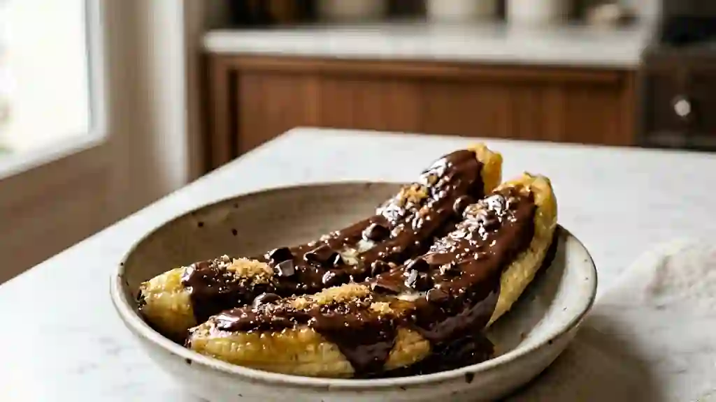 Banane rôtie au chocolat fondant - Photo de présentation