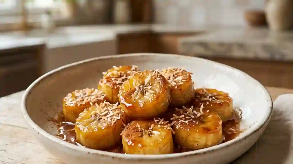 Bananes poêlées au caramel de coco - Photo de présentation