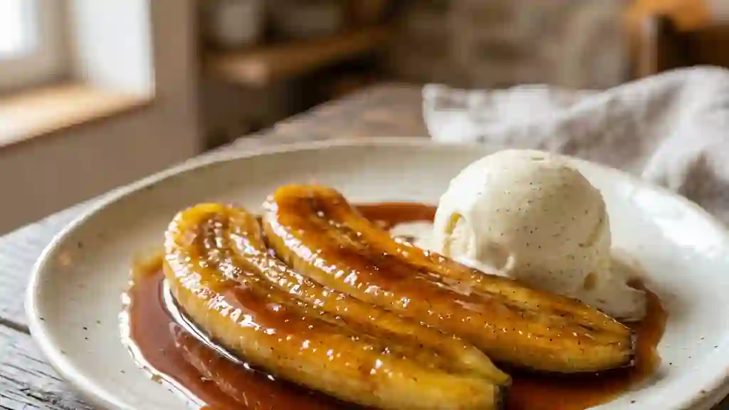 Bananes caramélisées et flambées au rhum - Photo de présentation