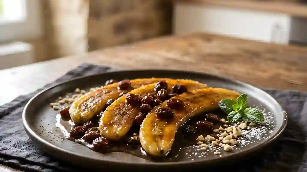 Bananes Flambées au Rhum et Raisins - Photo de présentation