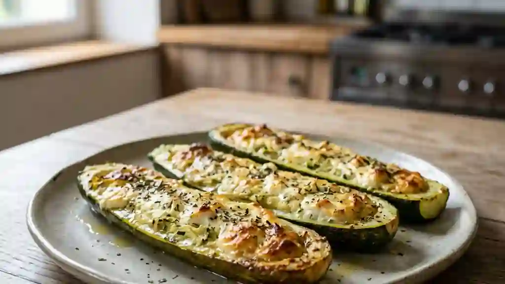 Courgettes fondantes au chèvre frais et ail - Photo de présentation