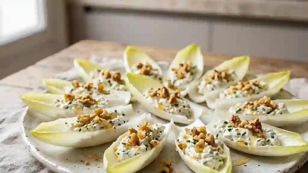 Barquettes d'endives croquantes au miel et noix - Photo de présentation