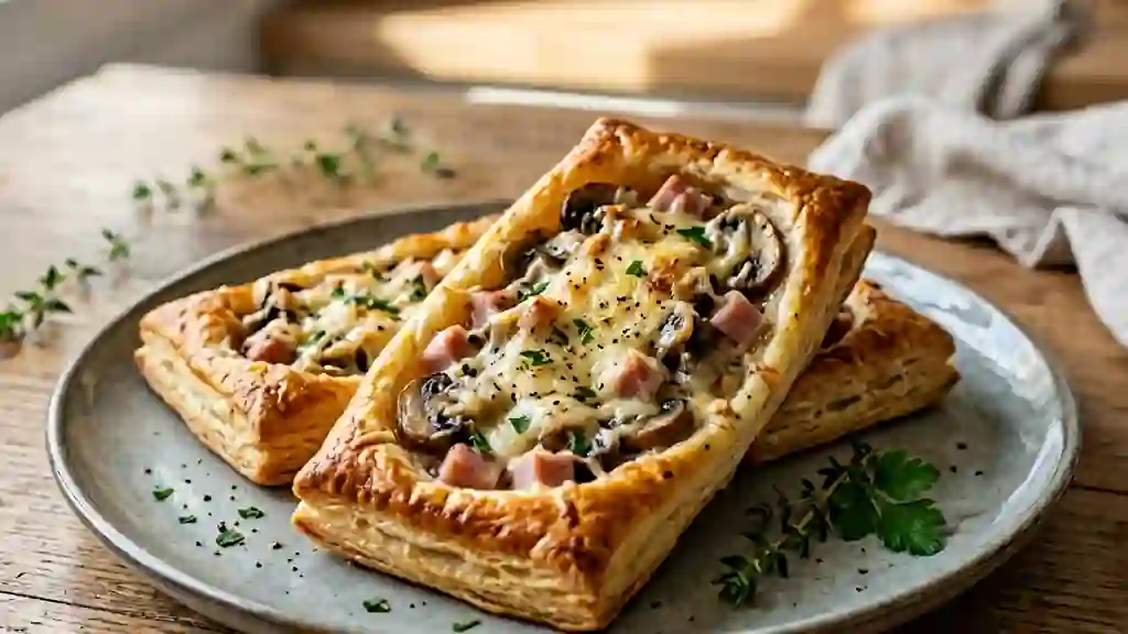 Barquettes feuilletées jambon et champignons - Photo de présentation
