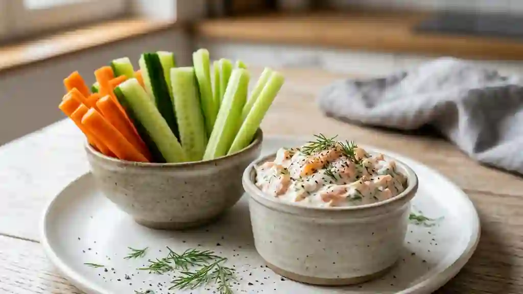 Légumes Croquants et Crème Onctueuse au Saumon - Photo de présentation