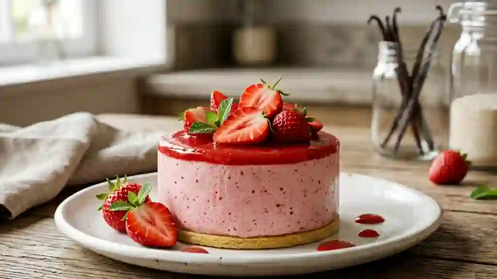 Bavarois aux fraises onctueux et aérien - Photo de présentation