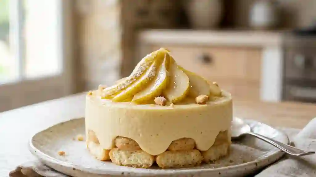 Bavarois poire et biscuits fondants - Photo de présentation