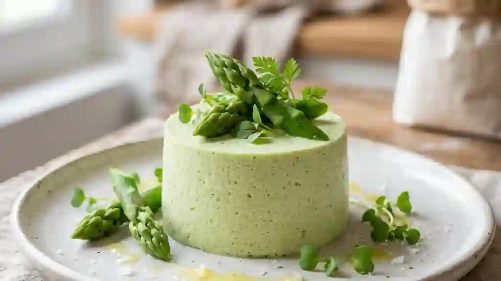 Bavarois d'asperges soyeux au citron - Photo de présentation