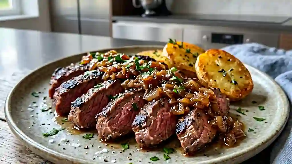 Bavette fondante aux échalotes confites - Photo de présentation