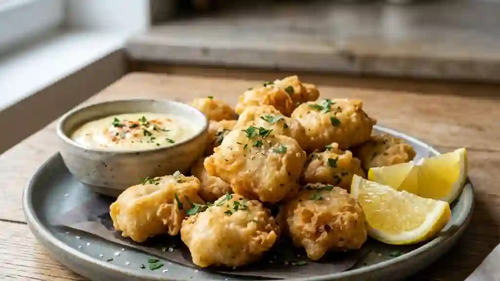 Beignets de seiche croustillants au citron - Photo de présentation