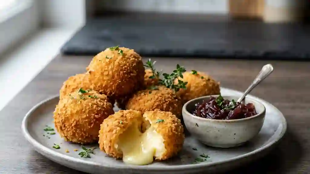 Brie frit au cœur fondant et croûte dorée - Photo de présentation