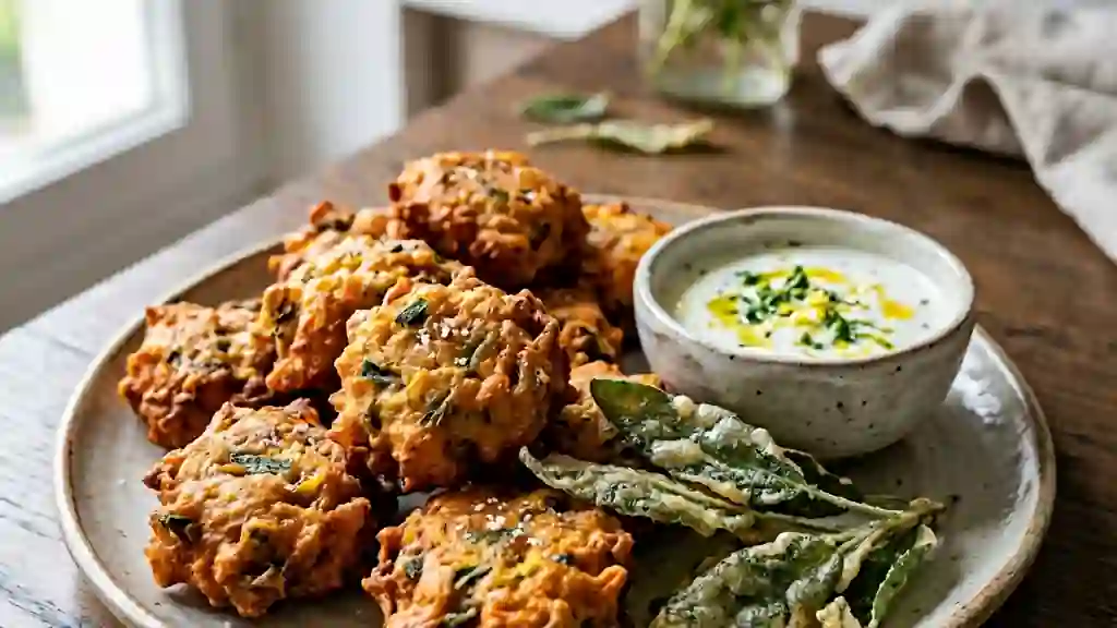 Beignets fondants citrouille et sauge frite - Photo de présentation