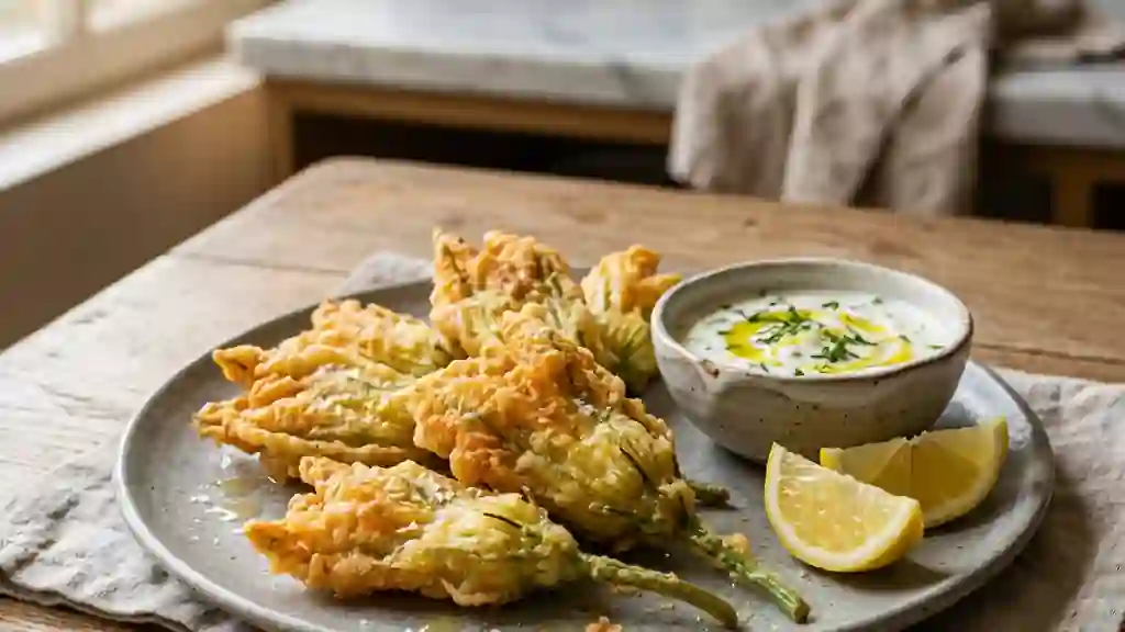 Beignets de fleurs de courgettes ultra-croustillants - Photo de présentation