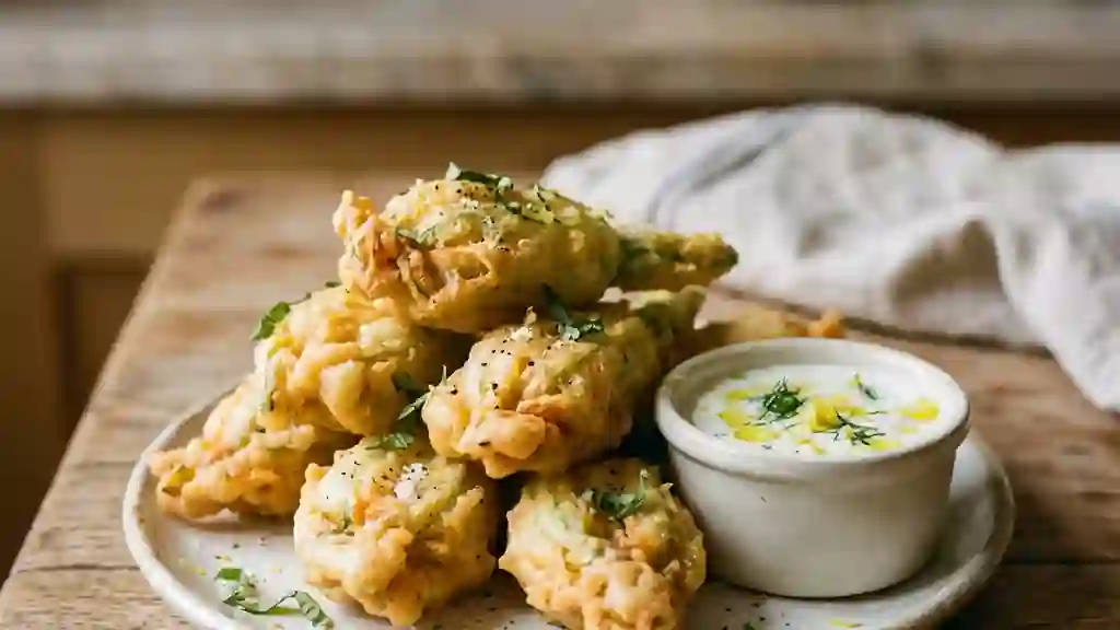 Fleurs de courgettes frites et croustillantes - Photo de présentation