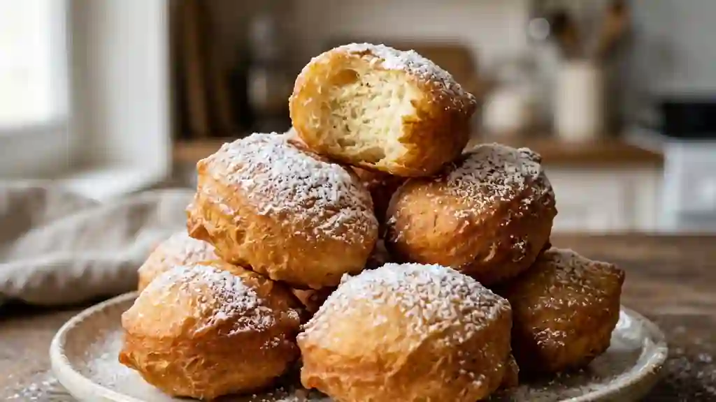 Beignets de carnaval dorés et aériens - Photo de présentation