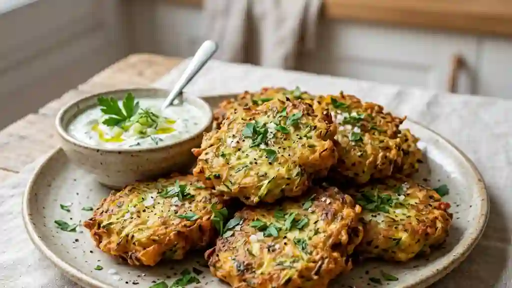 Beignets de courgettes croustillants ail & persil - Photo de présentation