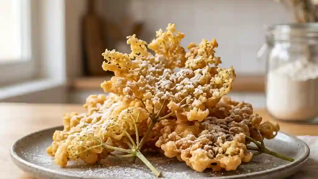 Beignets de sureau croustillants et parfumés - Photo de présentation