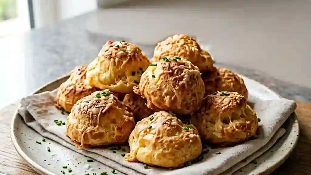 Gougères frites au fromage fondant et doré - Photo de présentation