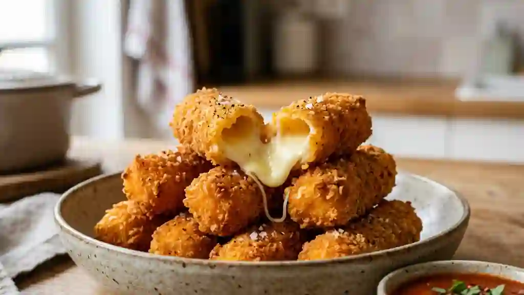 Sticks de mozzarella croustillants et coulants - Photo de présentation