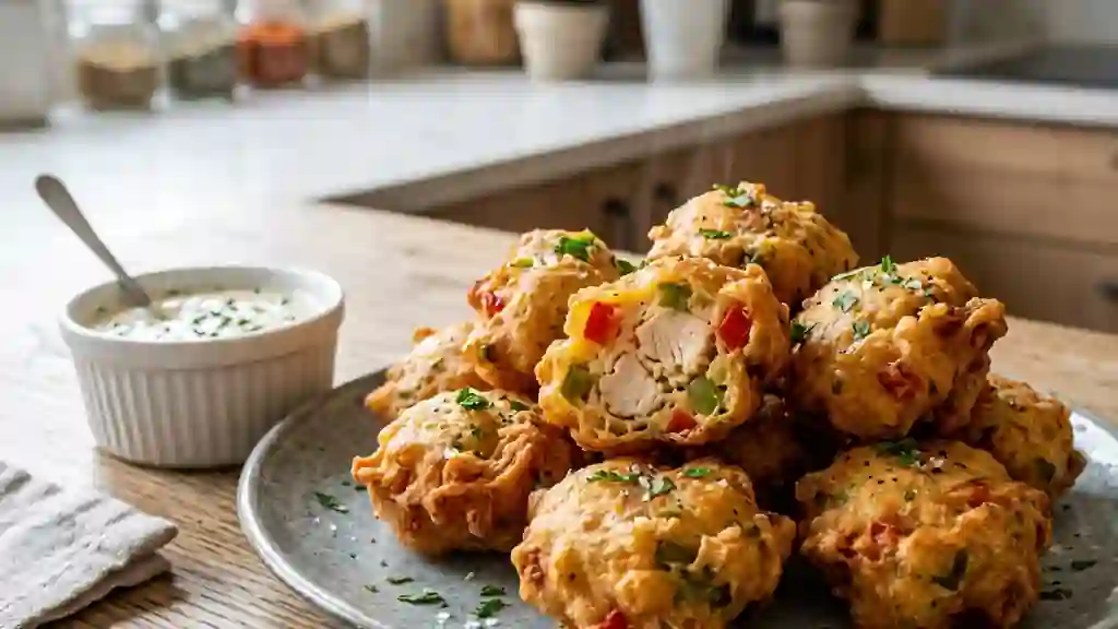 Beignets de poulet croustillants aux poivrons - Photo de présentation