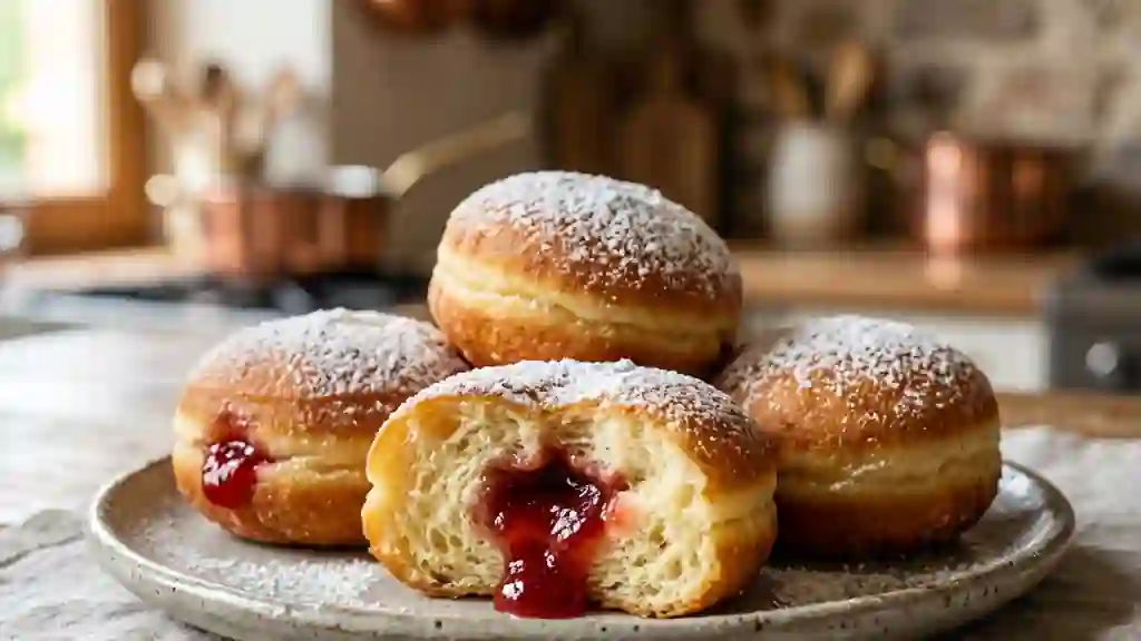 Beignets moelleux au cœur fraise fondant - Photo de présentation