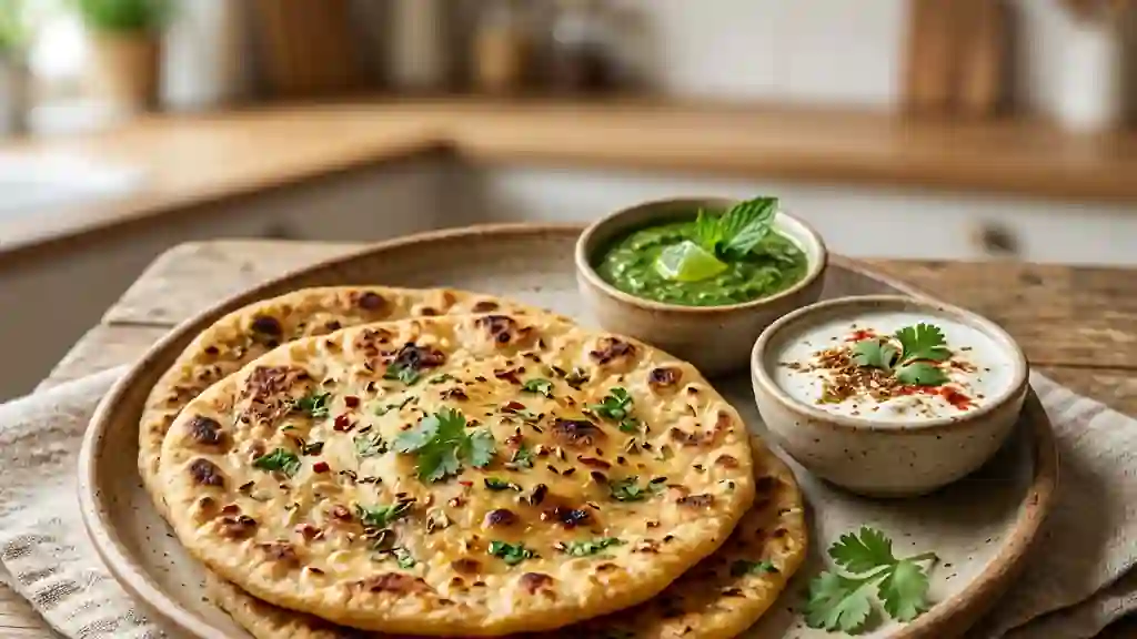 Besan Paratha : galette de pois chiches épicée - Photo de présentation
