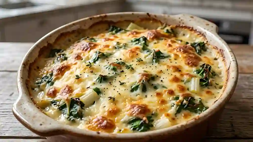 Bettes gratinées à la parmesane et crème ailée - Photo de présentation