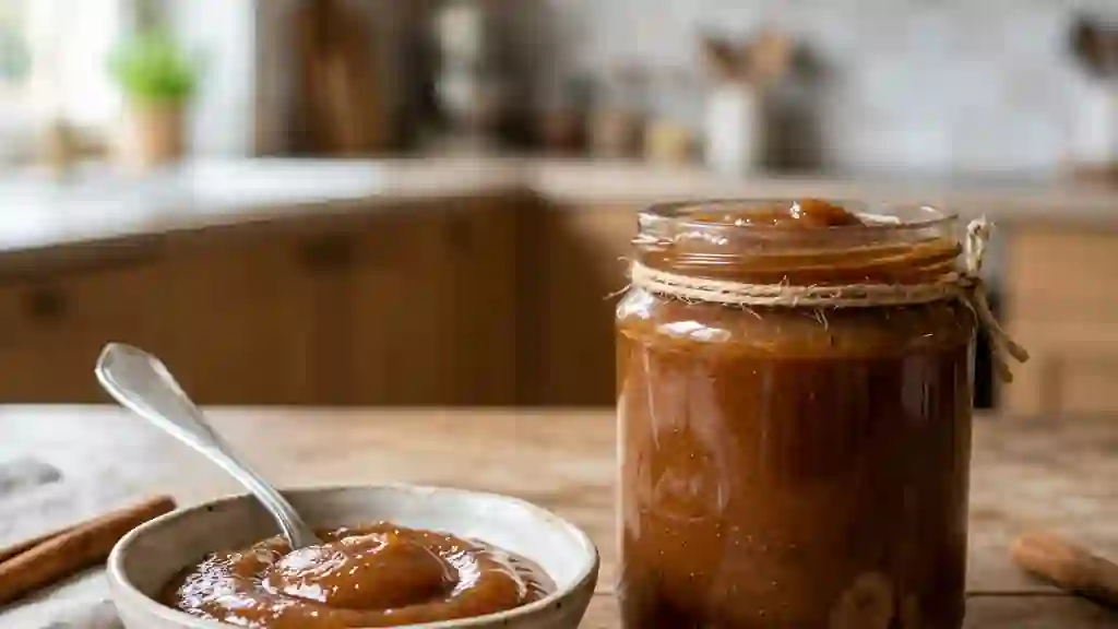 Beurre de pomme fondant à la cannelle - Photo de présentation